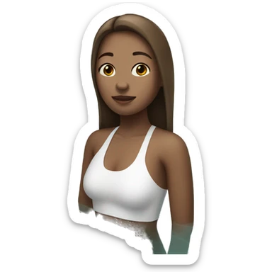 girl with white skin and brown hair doing swimming sticker