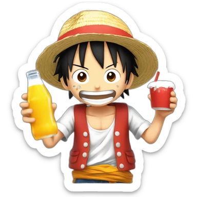 Luffy qui boit un coca sticker
