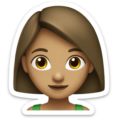 menina criança olhos verdes, cabelo no ombro marrom liso, pele bege claro sticker