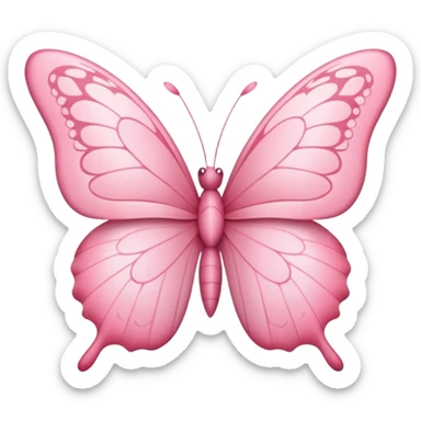 pink butterfly emoji, side view, delicate details, apple style sticker