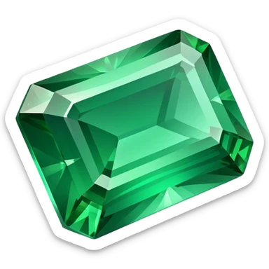 cinematic-realistic-emerald-emoji,-deep-and-lush,-with-a-vibrant-green-hue-that-catches-light,-creating-a-brilliant,-sparkling-effect-across-its-polished-surface.--large-emerald-rectangle-cut,-the-facets-of-the-gem-catch-the-light-in-rich sticker