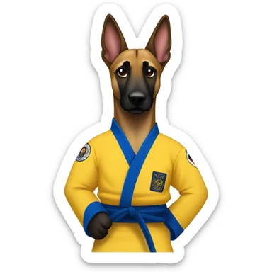Belgian malinois wearing jiujitsu gi sticker