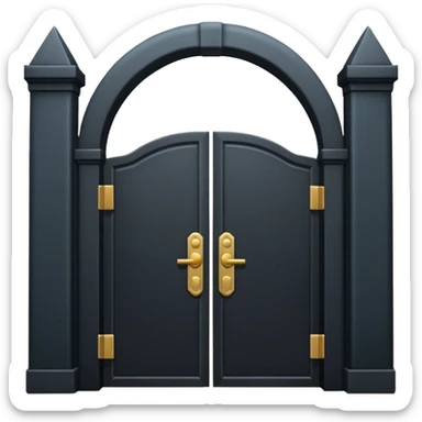 iOS emoji, minimal dark gate, sealed door, flat design sticker