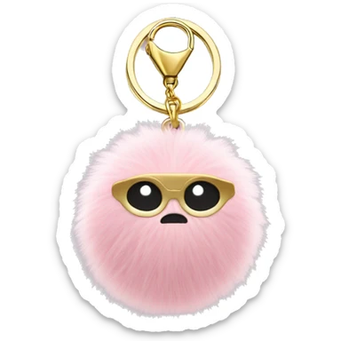 Light Pink and Gold Faceless Fur Ball Keyring sticker