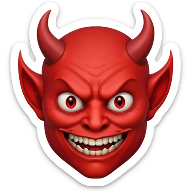 Creppy devil with raised eyebrows and shushing sticker