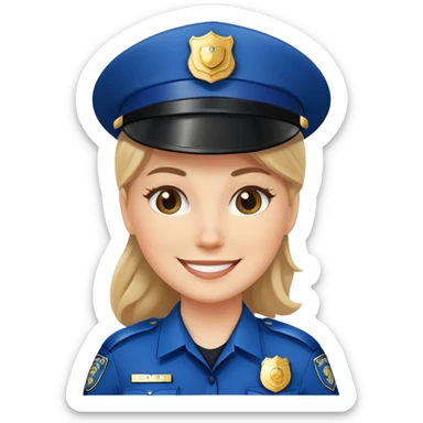 White female police officer sticker