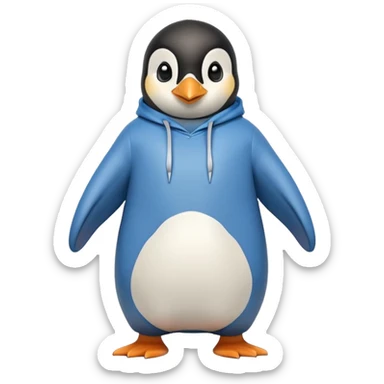 friendly anthropomorphised penguin in a hoodie and jeans standing with arms folded, looking surprised sticker