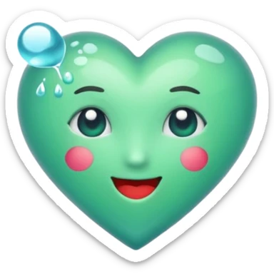 Emoji de corazón verde agua marina sticker
