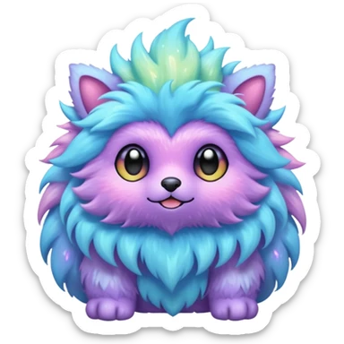 Pastel furry fluffy nebula glittery Randomly-colored sparkly exotic Fakémon-creature sticker