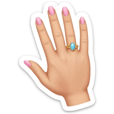 a hand with the pinky and ring finger down, while the rest are up, clean emoji style sticker
