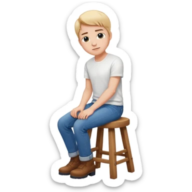 a person sitting on stool with backs turned

 sticker