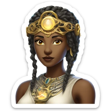 Technomancy Goddess is a mystical being who controls both magic and technology. She can cast spells on technological networks. Her powers blend the ancient art of magic with advanced cybernetics and technology. She can command machines sticker