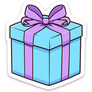 cute pastel gift box with ribbon, baby blue and lavender colors sticker