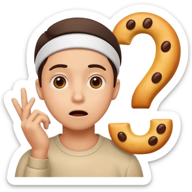 Draw an emoji where a person thinks with a question mark in front of the food sticker