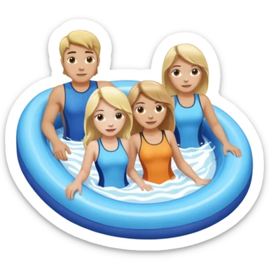 2 girls and 2 guys on the lazy river waterslide. 1 girl and 1 guy have blonde hair and 1 girl and 1 guy have brown. we are all very pale. 4 PEOPLE  sticker