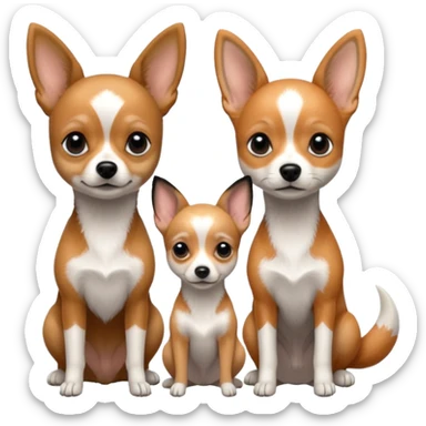 3 cagnolini seduti (ciuaua, bassotto,  fox terrier ) in bianco e nero con vestitini in maglia sticker