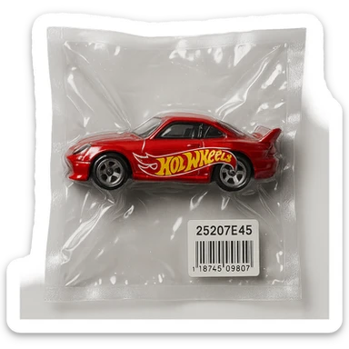 Hot Wheels car, shiny and inflated, vacuum-sealed style sticker
