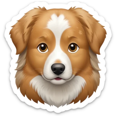 Australian Shepherd golden retriever tan eyebrows  black and speckled grey fur on chest. "No white" sticker