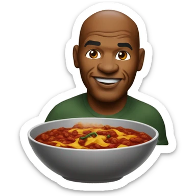 Mike Tyson rating a bowl of Chili sticker