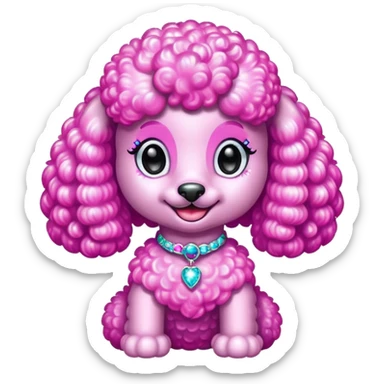 Lisa frank glitter poodle with diamonds very sparkly  sticker
