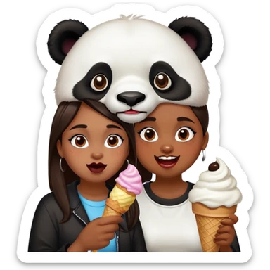 Panda eating ice cream with an ugly girl  sticker