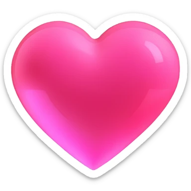 3D emoji style pink heart with glowing neon effect sticker