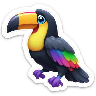 Lisa Frank rainbow toucan  sticker