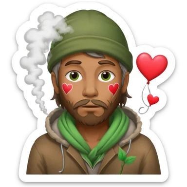 Homeless man with Valentine’s Day decor smelly and ugly  white and green smoke  sticker