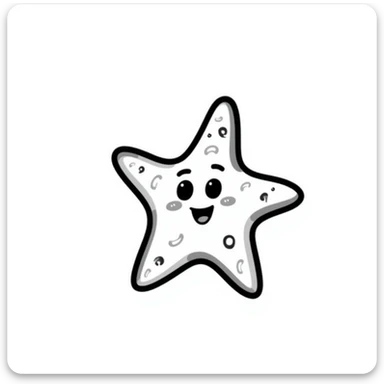 hand drawn starfish with detailed texture and little dots, playful sea creature sticker