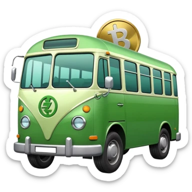 green bus with electric symbol and large zero-euro coin sticker