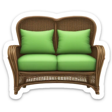 rattan brown sofa with green cushions sticker