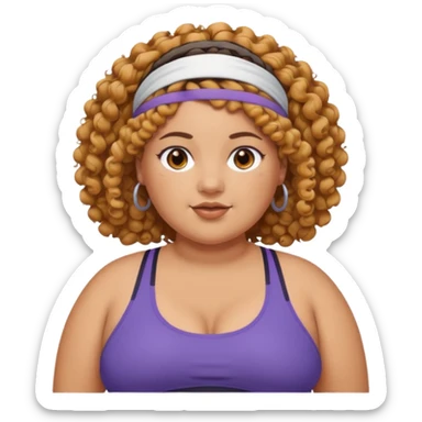curly fat girl with headband, sportsy sticker