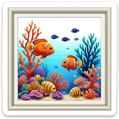 Great Barrier Reef Landmark Emoji – Featuring colorful coral formations and tropical fish. sticker