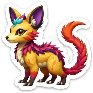 Rare realistic exotic cute epic pretty beautiful handsome gorgeous aesthetic colorful vibrant Vernid-Protogen-Primagen-Wickerbeast-species-Fakemon-creature by LiLaiRa, random markings, tufted ears, full body sticker