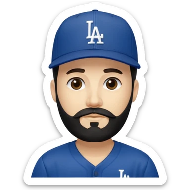 Can you make a guy with fair skin, taper fade, and black beard wearing an LA dodger hat? sticker