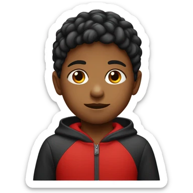 un enfant de couleur de peaux noir avec un sweat rouge sticker