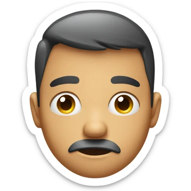 Raised eyebrow anxious emoji with sweat drop. sticker