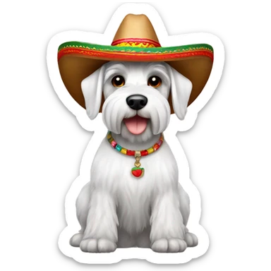 White schnauzer with mexican hat sticker