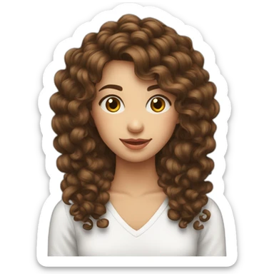 une fille cheveux long bouclé chatain  sticker