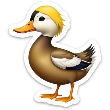 a duck holding a sunflower seed in its beak sticker