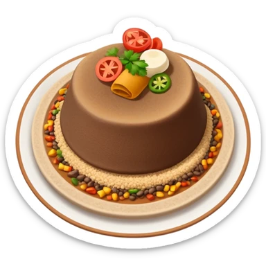 traditional Ethiopian food dish injera with colorful stews on a round platter sticker