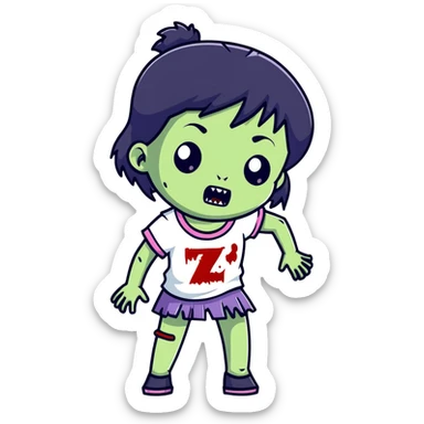 girl zombie with black hair sticker