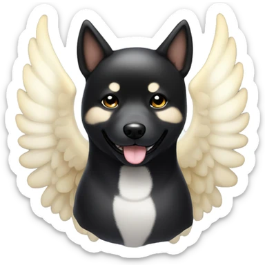 Black Shiba Inu angel | face | fantasy | halo | innocent | smiling face with halo sticker