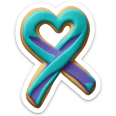 Purple teal Suicide awareness ribbon, heart cookie sticker