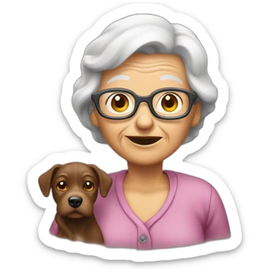 Old woman who take picture of poop dog sticker
