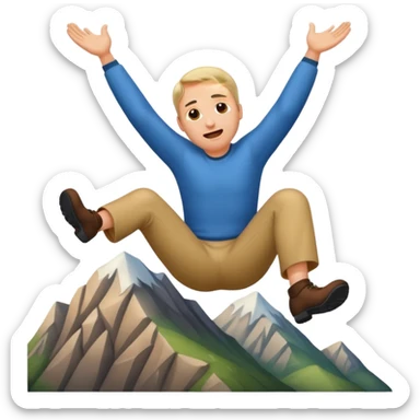 apple style emoji of a man falling head over heels past a mountain sticker