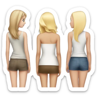 Three girlfriends from the back, one is tall, one is blonde, one is short sticker