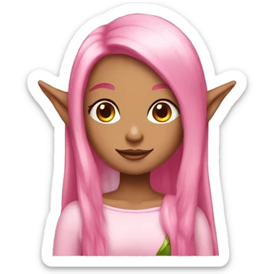 tan skinned elf girl with pink hair sticker