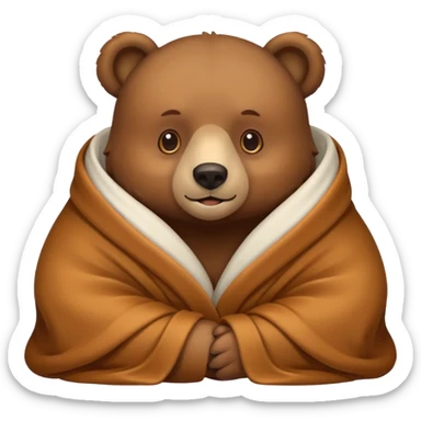 Bear cozy in blanket sticker