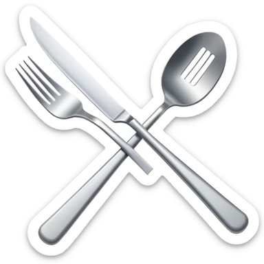 A crossed-out fork and knife - Simple design showing eating utensils with a diagonal line through them, representing the absence of constant hunger sticker